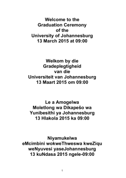 UJ Graduation Programme - University of Johannesburg