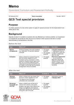 Memo 009/15 Senior secondary: QCS Test special provision (PDF