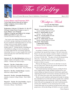 Belfry Newsletter - Central Moravian Church