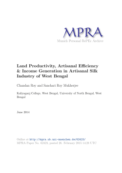 Land Productivity, Artisanal Efficiency & Income Generation in