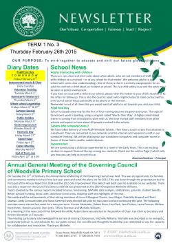 School News Diary Dates - Woodville Primary School