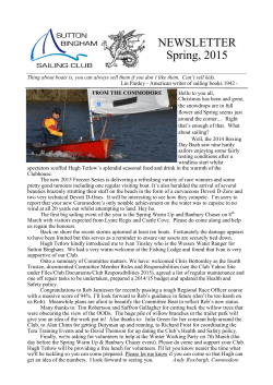 NEWSLETTER Spring, 2015 - Sutton Bingham Sailing Club