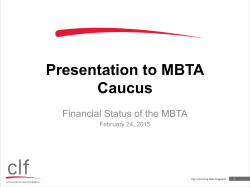 Presentation to MBTA Caucus - Transportation for Massachusetts