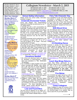 Collegium Newsletter ~ March 2, 2015