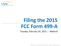 Filing the 2015 FCC Form 499-A - Universal Service Administrative