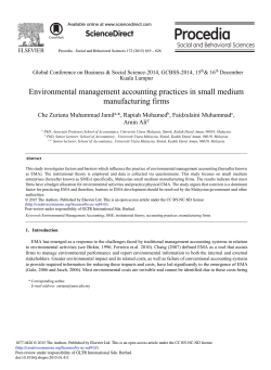 Environmental Management Accounting Practices in Small Medium
