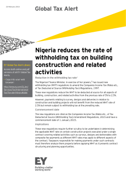 Nigeria reduces the rate of withholding tax on building construction