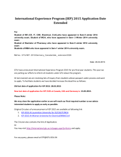 International Experience Program (IEP) 2015 Application Date