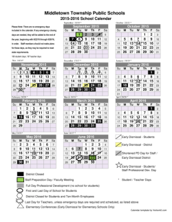 2015-16 School Calendar - Middletown Township Public Schools