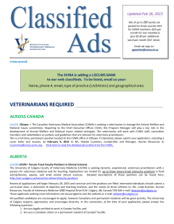 Classifieds - Saskatchewan Veterinary Medical Association