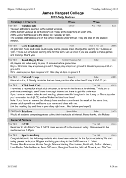Thursday`s Notices - James Hargest College