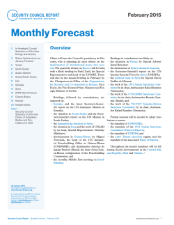 Monthly Forecast - Security Council Report