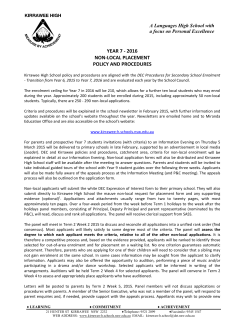 year 7 - 2016 non-local placement policy and procedures