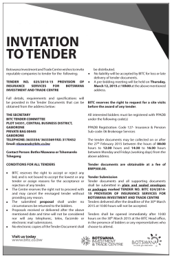 BITC Tender - Provision of Insurance Services