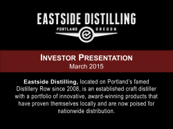 Eastside Distilling Investor Presentation March 2015