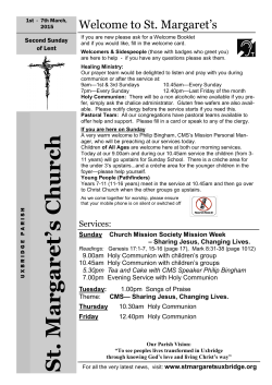 Bulletin Sheet - St. Margaret`s Church Uxbridge