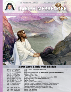 March Events & Holy Week Schedule