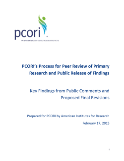 Process for Peer Review of Primary Research and Public