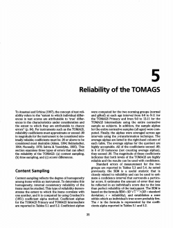 Examiner`s Manual - Chapter 5: Reliability of the TOMAGS