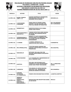 Paper Presentation Schedule