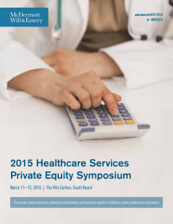 2015 Healthcare Services Private Equity Symposium