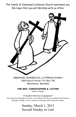 March 1 Bulletin - Immanuel Lutheran Church