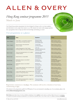 Hong Kong seminar programme 2015