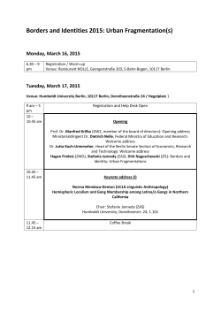 Conference Program BIC 2015 - Urban fragmentation(s) BORDERS