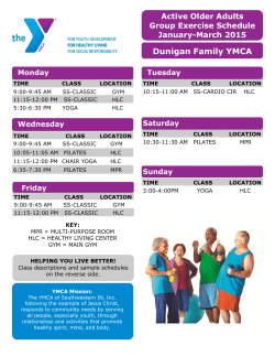 Dunigan Active Older Adult Group Exercise Schedule Jan-Mar