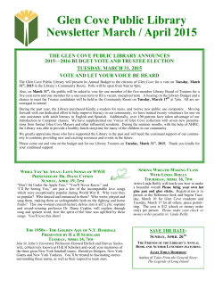 Glen Cove Public Library Newsletter March / April 2015