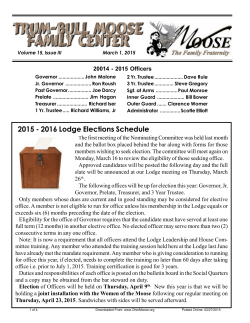 2015 - 2016 Lodge Elections Schedule