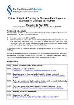 Future of Medical Training in Chemical Pathology and Examination