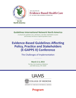 Evidence-Based Guidelines Affecting Policy, Practice and