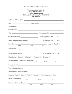 Personal and Contact Information Form Washington State University