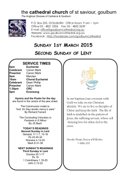 Pew sheet 1st March 2015 - St Saviour`s Cathedral, Goulburn