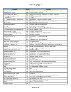 ProMat 2015 Exhibitor List February 25, 2015 Page 1 of 19