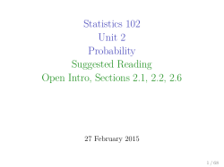Statistics 102 Unit 2 Probability Suggested Reading Open