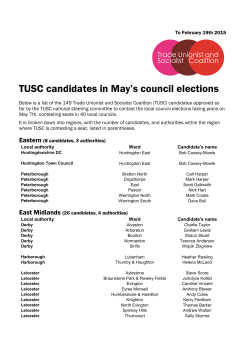 TUSC candidates in May`s council elections