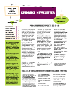 GUIDANCE NEWSLETTER - North Colonie Central Schools
