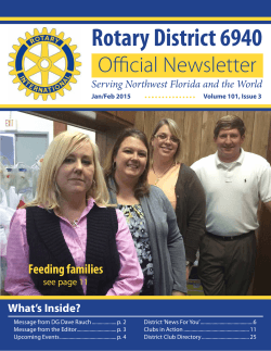 District 6940 Newsletter First Quarter, 2015