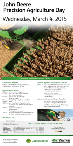 John Deere Precision Agriculture Day Wednesday, March 4, 2015