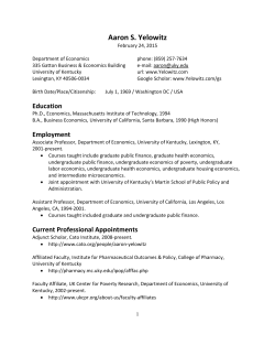 Aaron S. Yelowitz - Gatton College of Business and Economics