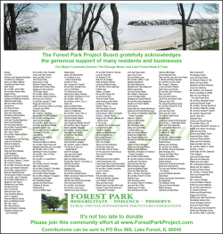 The Forest Park Project Board gratefully acknowledges the
