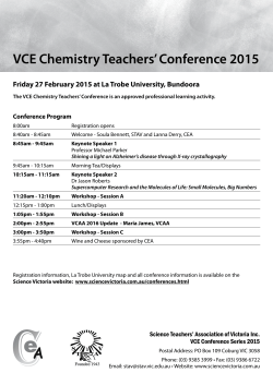 VCE Chemistry Teachers` Conference 2015