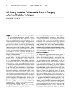Minimally Invasive Orthopaedic Trauma Surgery