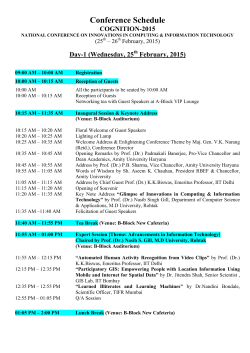 Program Schedule - Amity Cognition 2015
