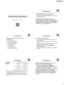 OPERATIONAL RESEARCH II