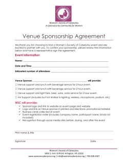 Venue Sponsorship Agreement - Women`s Society of Cyberjutsu