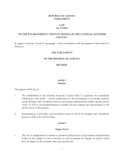 1 REPUBLIC OF ALBANIA PARLIAMENT LAW No. 57/2014 “ON