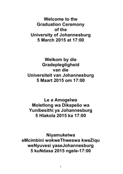 UJ Graduation Programme - University of Johannesburg